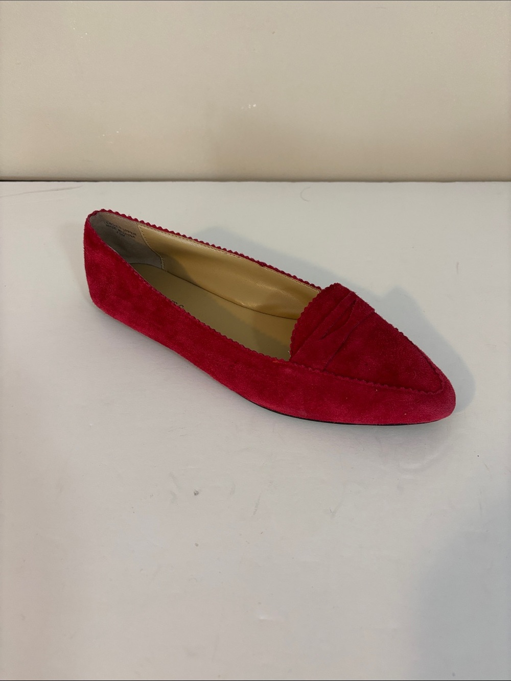 Talbots Red Suede Pointed Toed Penny Loafers Size 7.5 M